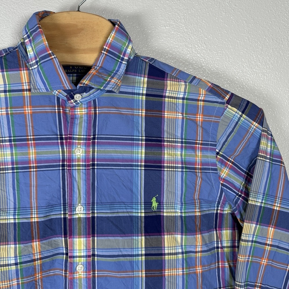 Polo Ralph Lauren Button Up Shirt Mens Size XL Blue Plaid Long Sleeve